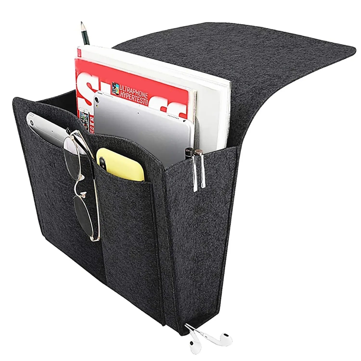 Flat Bedside Caddy, Bed Side Pocket Storage Organizer Bag with 5 Pockets (1 Pc) your brand
