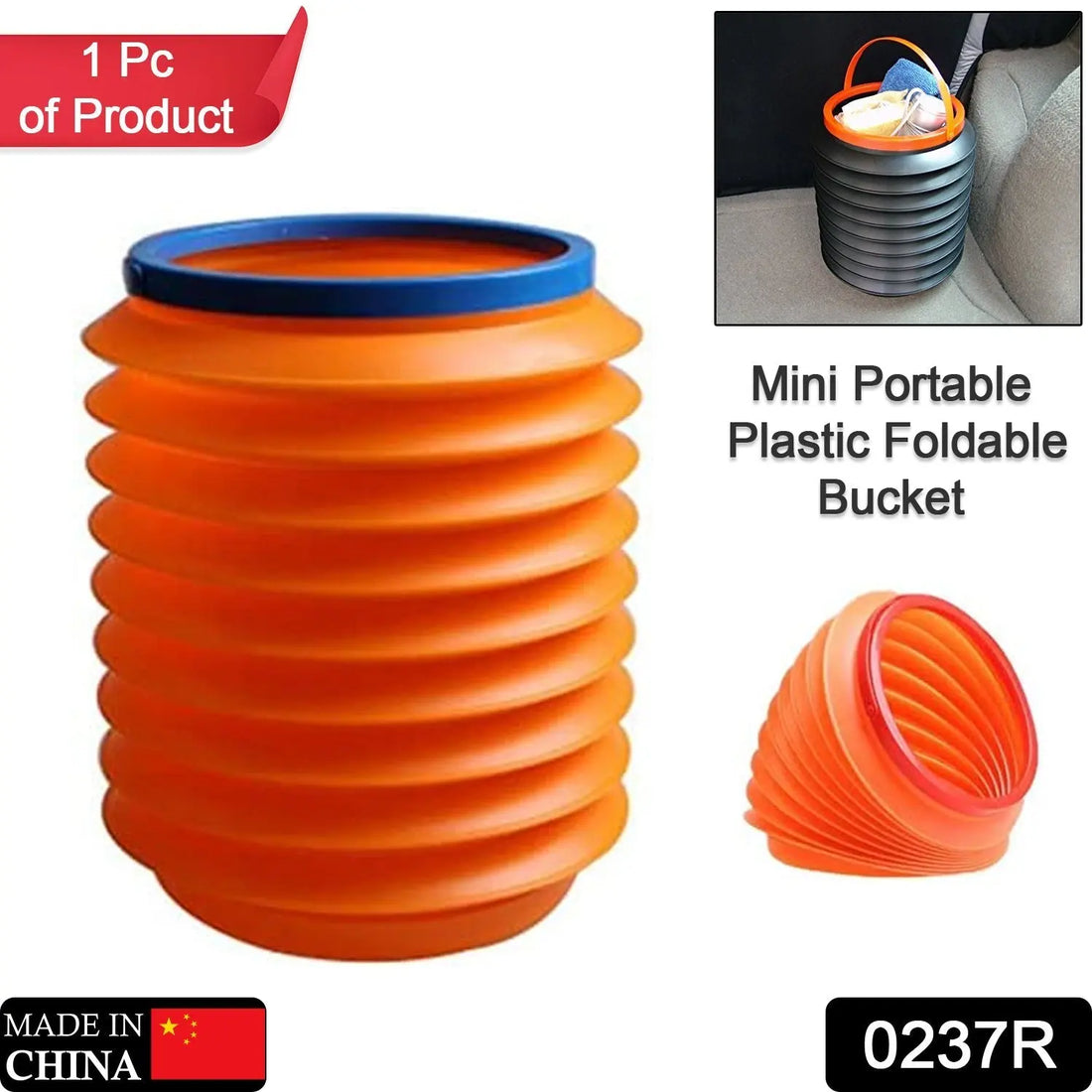 Foldable Storage Bucket, Water Container & Dustbin Multiuse bucket ( red ) your brand