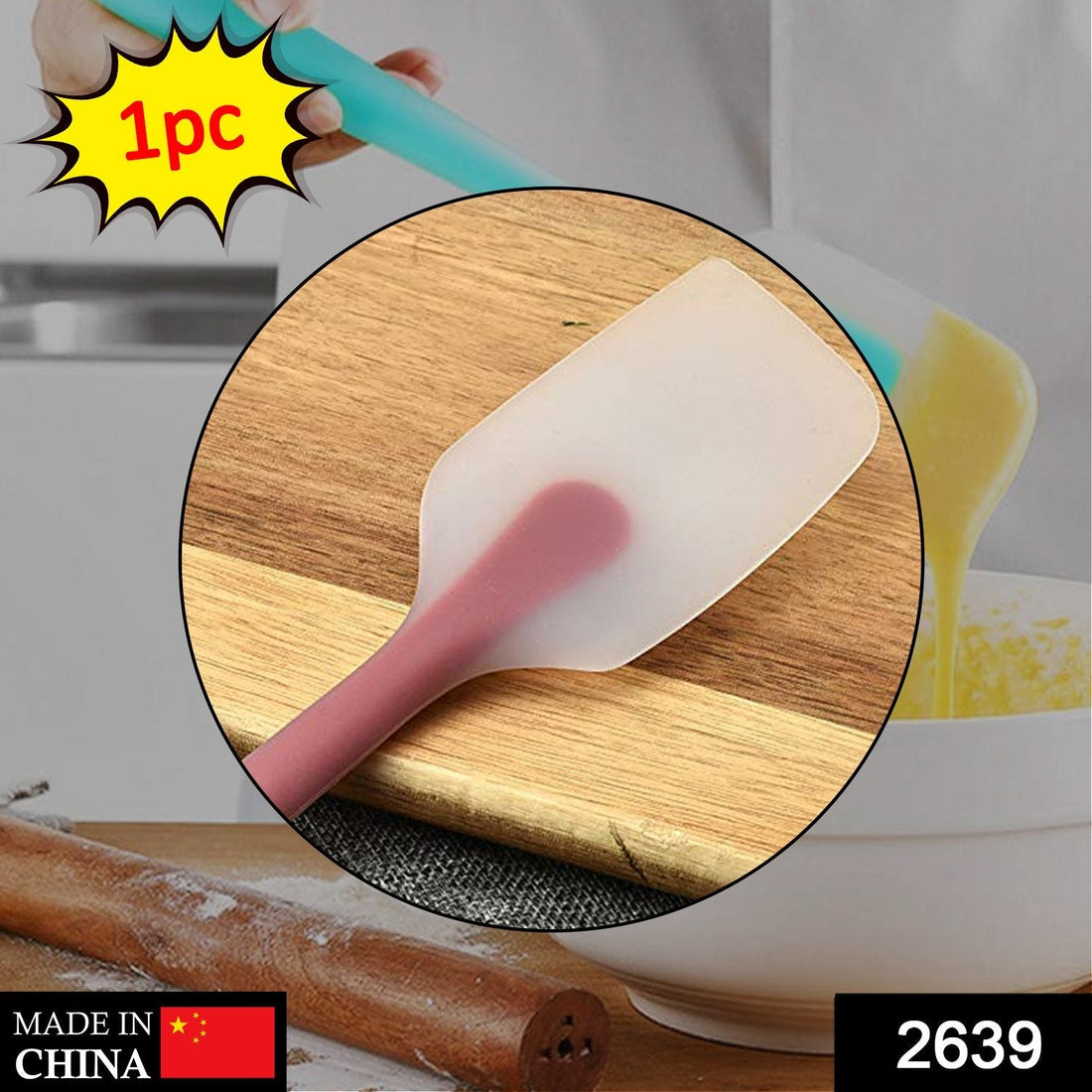 Multicolor non-stick silicone spatula, highlighting its flexible and heat-resistant design