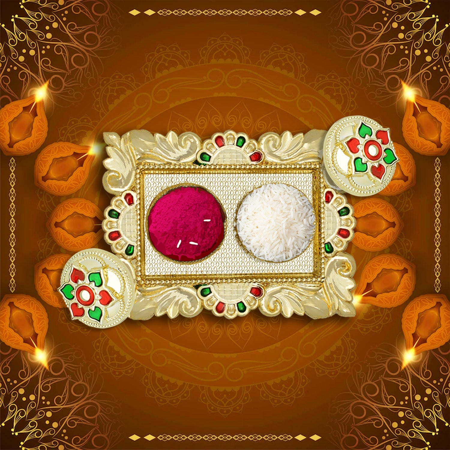 Rakasha Bandhan Special Puja Thali, Kumkum Thali Holder, Pooja Return Gift, Indian Housewarming Gifts, Brother / Bhai / Bhabhi / Sister / Family  Rakhi for Rakshabandhan, Diwali - Shopmania Wholesale
