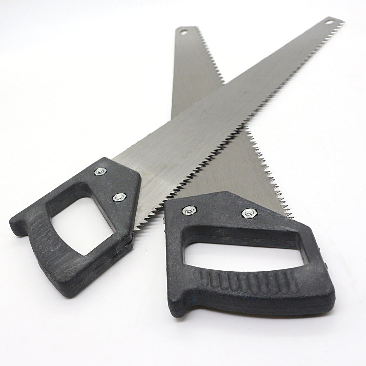 Powerful hand saw with hardened steel blades.