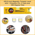 8-inch Magnetic Torpedo Level with 1 Direction Pin, 2 Vials and 360 Degree View your brand