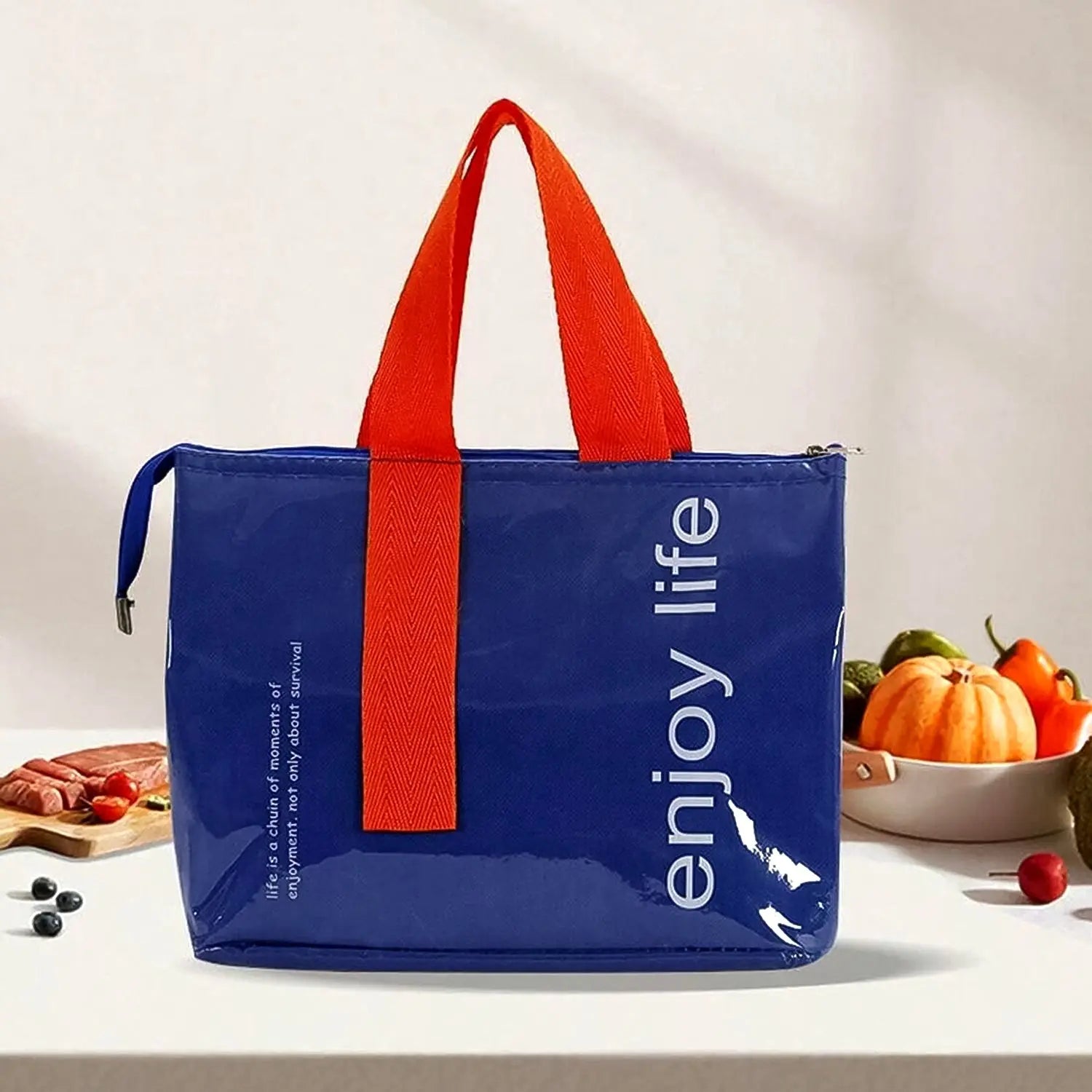 Insulated Lunch Bag With Zipper Closer & Handle (1 Pc / Mix Color) your brand
