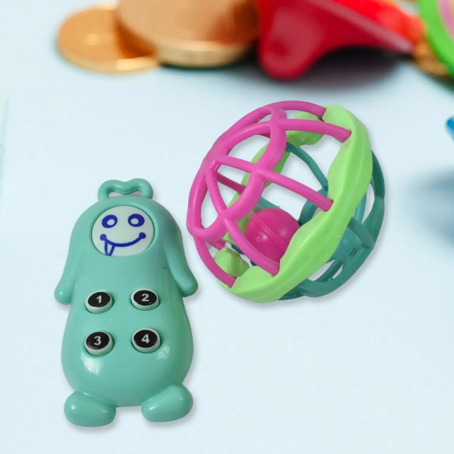 Kinder Rattles Classic Store Plastic Non-Toxic Shake and Grab Ball Baby Rattles & Teethers (8 Pcs Set) your brand
