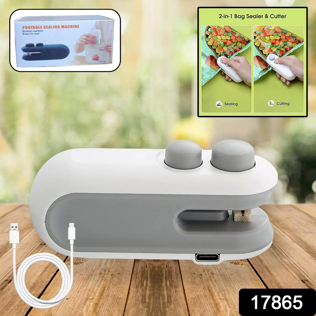 Mini Bag Sealer, 2 in 1 Seal & Cutter Heat Sealers, TYPE-C USB Charging Portable Bag Reseller, Handle Food Sealer, Sealing Machine for Food Storage Plastic Bags Snacks Keep Food Fresh your brand