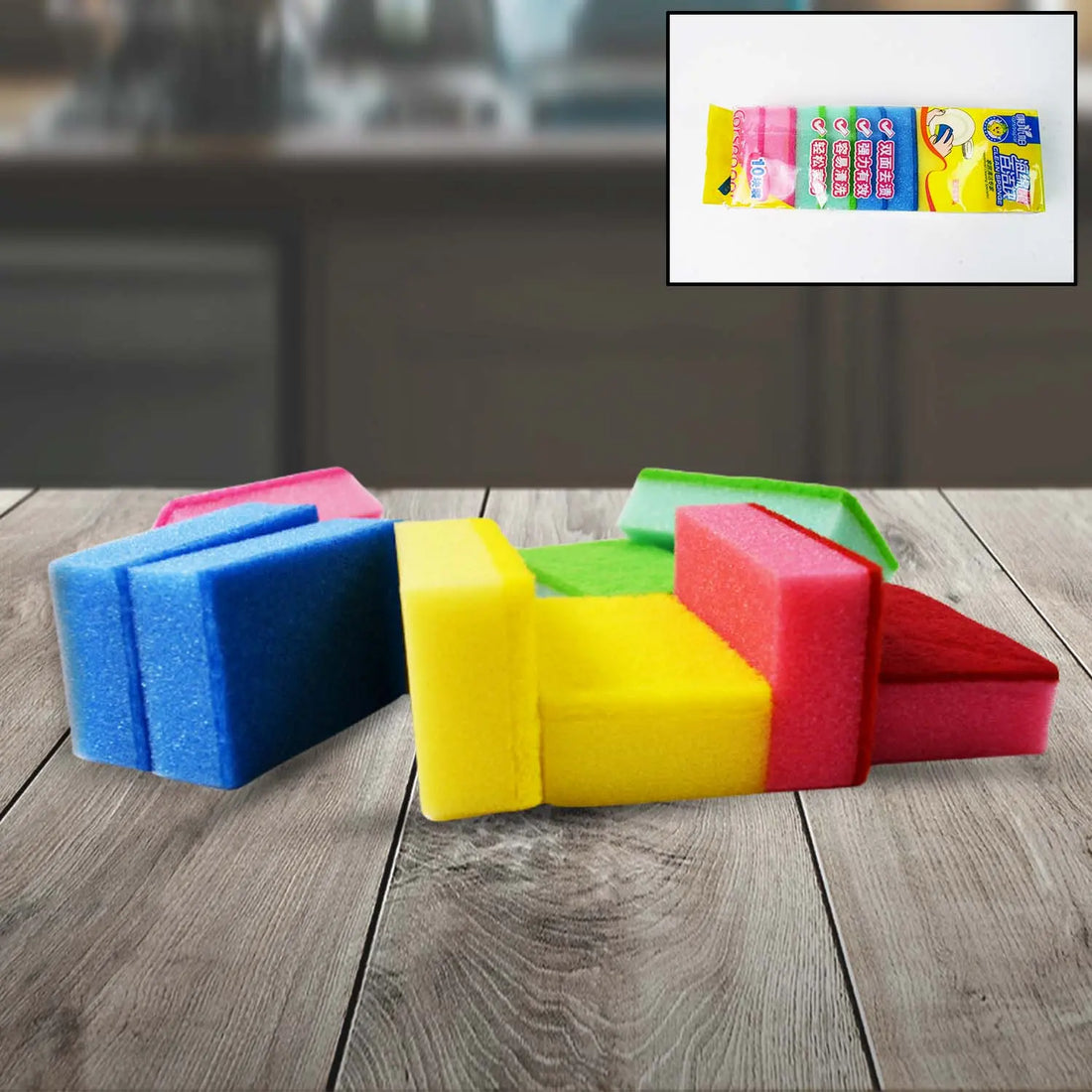 Multi-Purpose Multi Color Scratch Scrub Sponges (10 Pcs Set) your brand