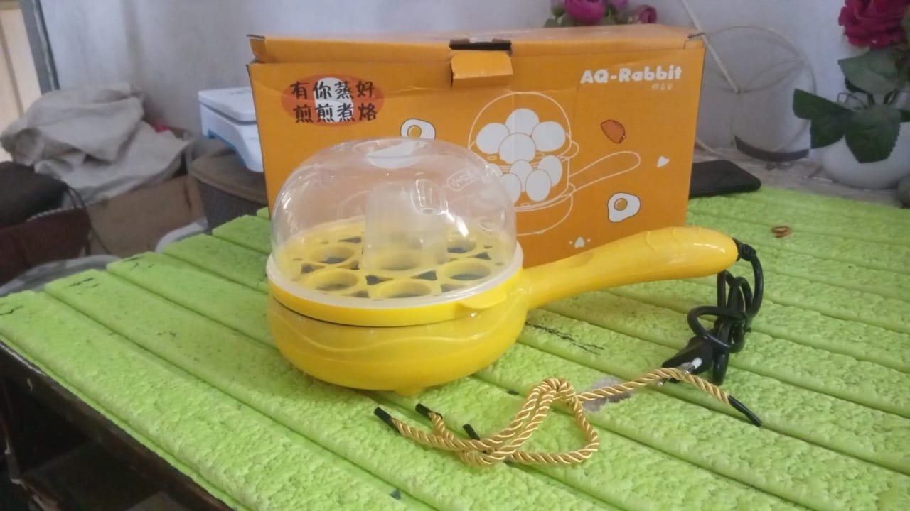 Multi functional Electric 2 in 1 Egg Frying Pan with Egg Boiler Machine Measuring Cup with Handle your brand