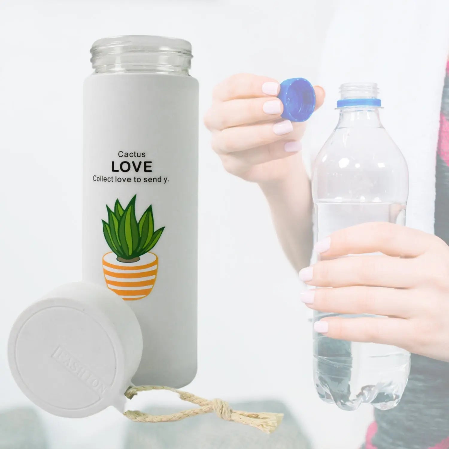 Outdoor sport Glass water bottle leakproof (450 ML) your brand