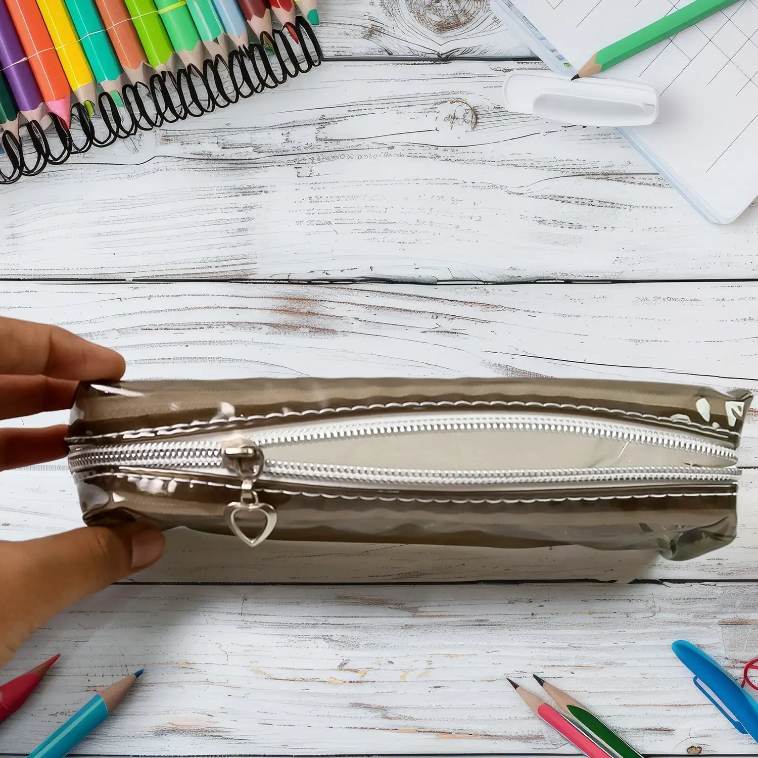 Plastic Transparent Pencil Pouch With Zipper (1 Pc) your brand