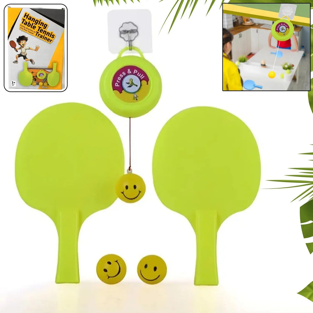 Portable Indoor Hanging Table Tennis with Three Ball, Table Tennis Self Training Set your brand