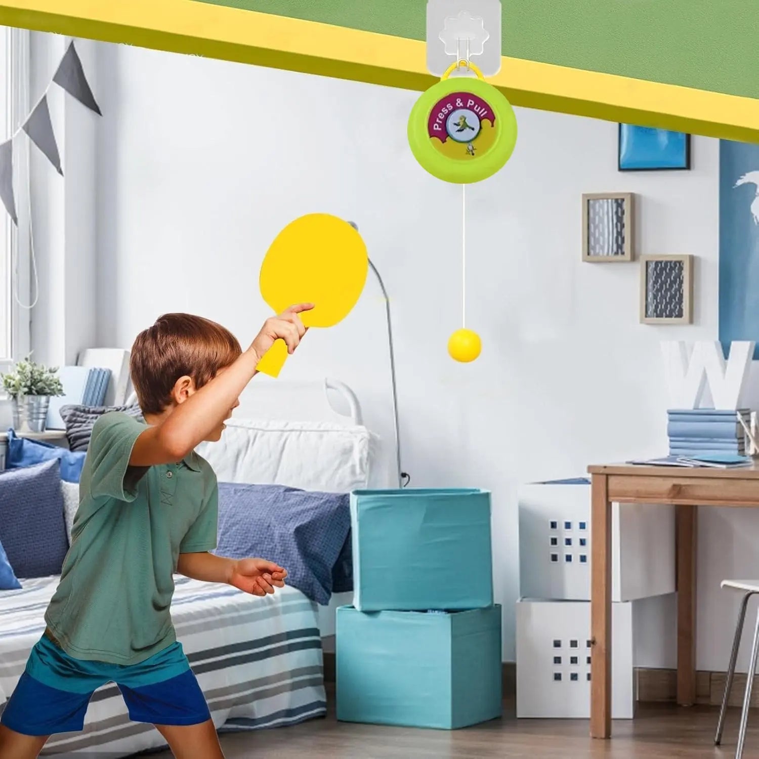Portable Indoor Hanging Table Tennis with Three Ball, Table Tennis Self Training Set your brand