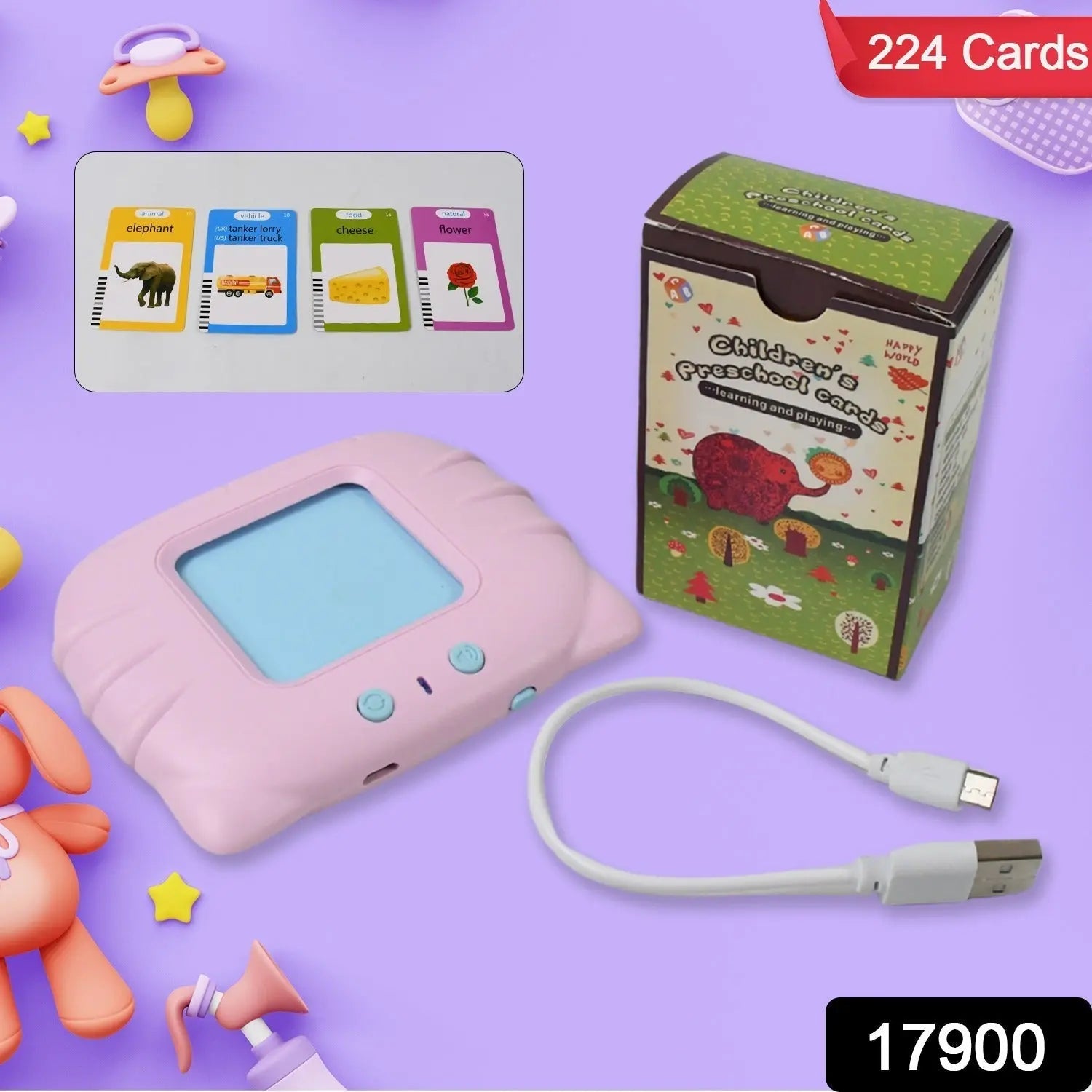 Preschool Learning Toys Flash Cards for Small Kids Educational Toys English Words Learning Machine for Kids with 224 Words, Birthday Gift for Kids Intelligent Electric Kids Language Card (1 Set) your brand