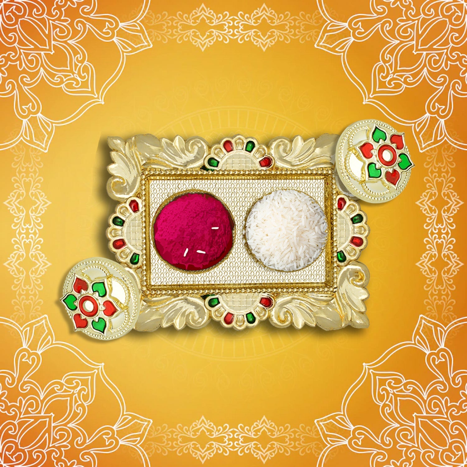 Rakasha Bandhan Special Puja Thali, Kumkum Thali Holder, Pooja Return Gift, Indian Housewarming Gifts, Brother / Bhai / Bhabhi / Sister / Family  Rakhi for Rakshabandhan, Diwali - Shopmania Wholesale