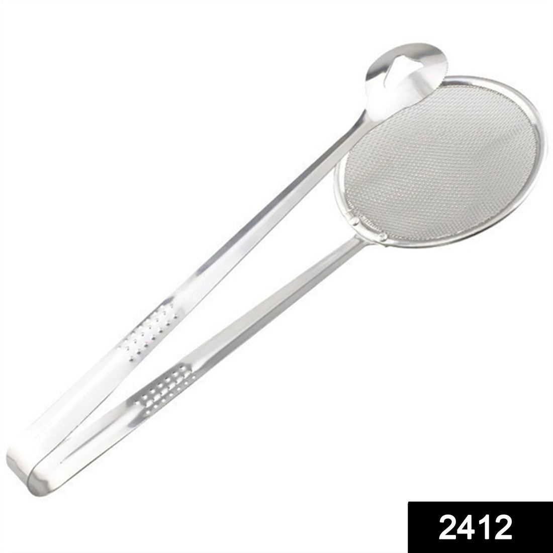 2-in-1 stainless steel filter spoon with clip, multi-functional.