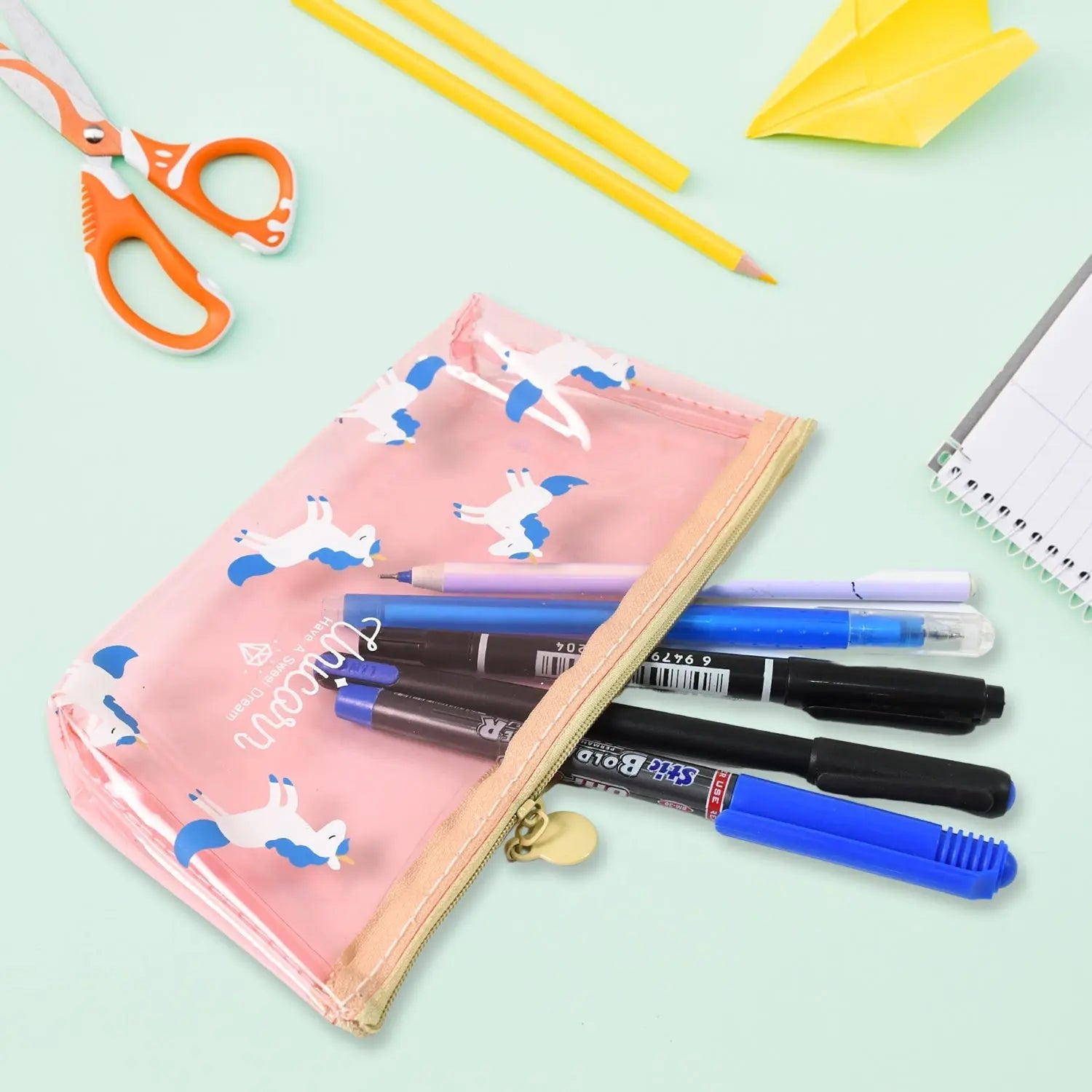 Transparent Unicorn Pencil Zip Pouch Bag (1 Pc) your brand