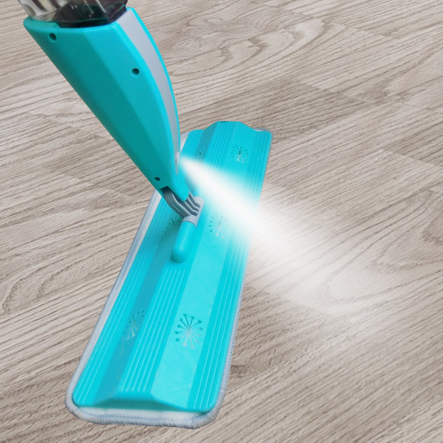 Healthy spray mop with adjustable spray and washable pad