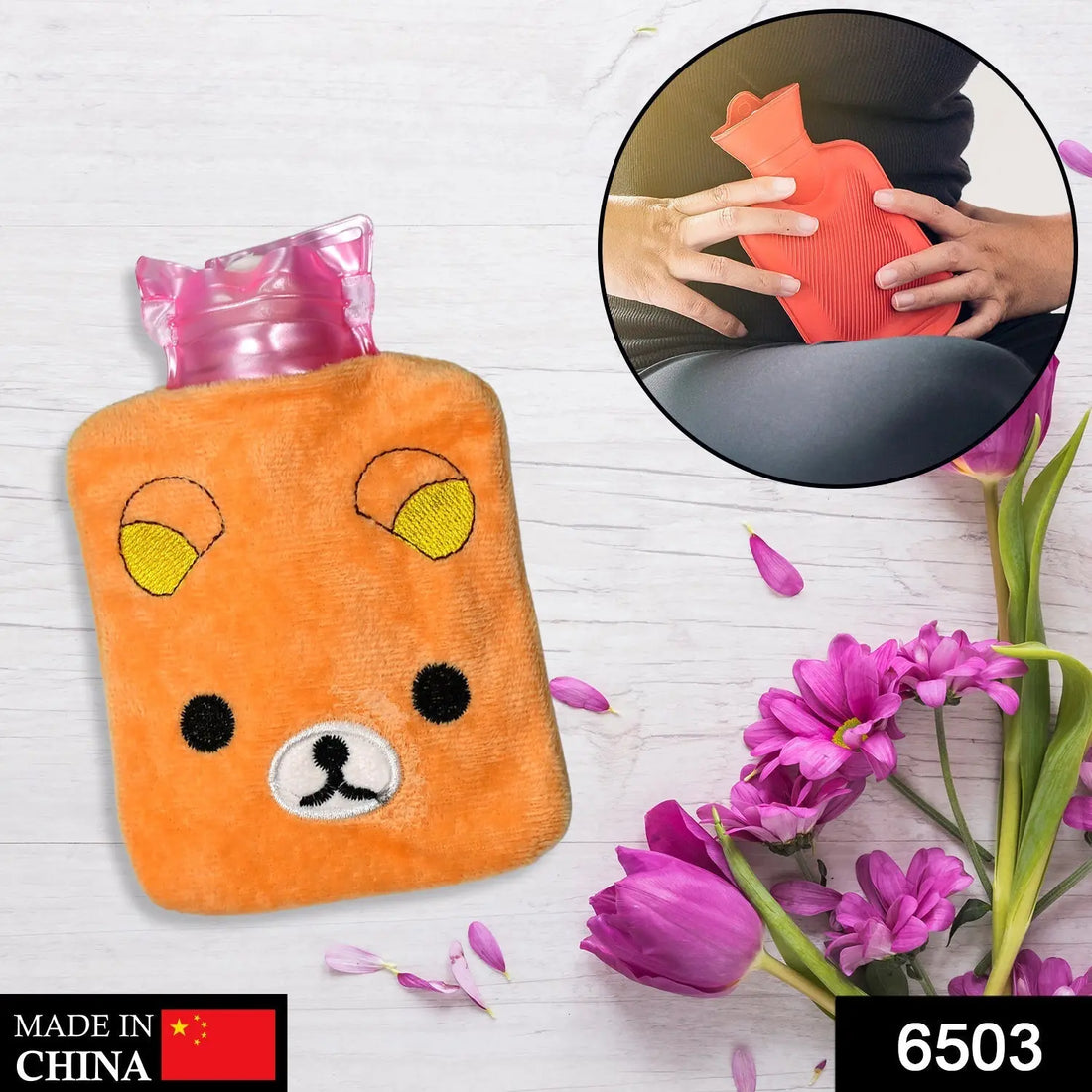 Warm Hug from a Panda: Orange Panda Hot Water Bottle for Pain Relief your brand