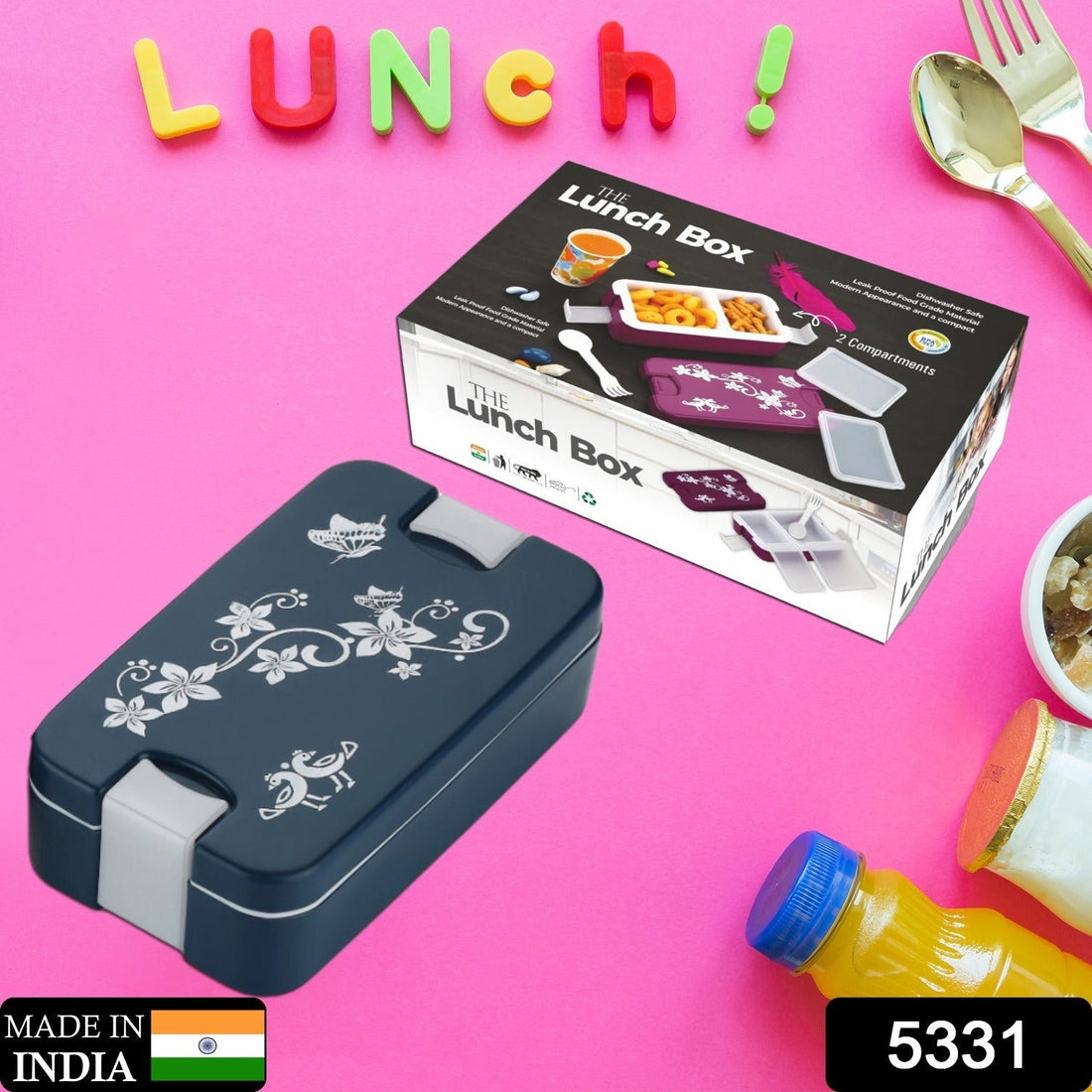 Blue 2-compartment lunch box