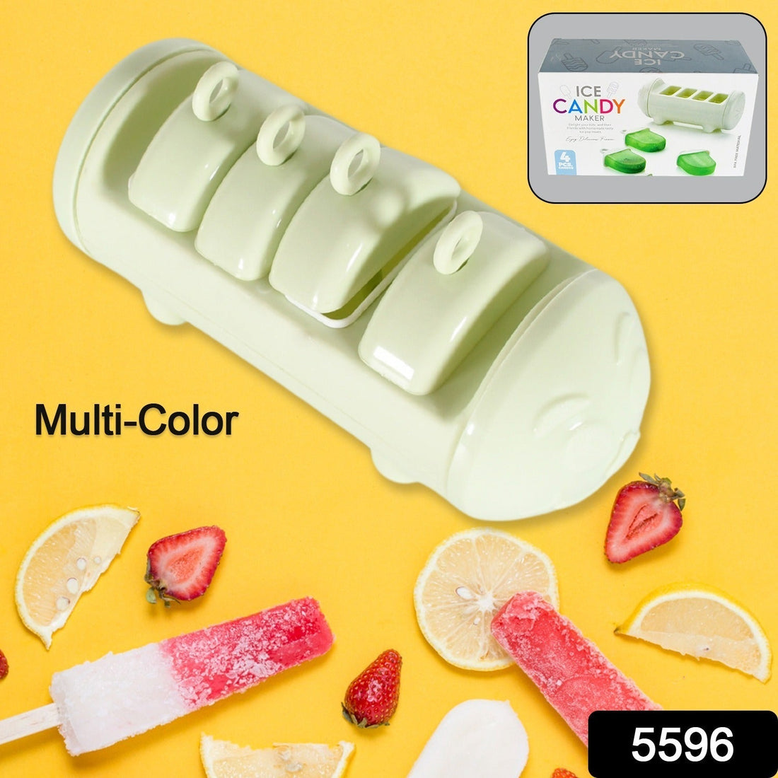 CARTOON SHAPE MOLD ICE CANDY, POPSICLE MOLD ICE, PLASTIC ICE CANDY MAKER KULFI MAKER MOLDS SET WITH 4 CUPS (1 PC / MULTICOLOR) your brand