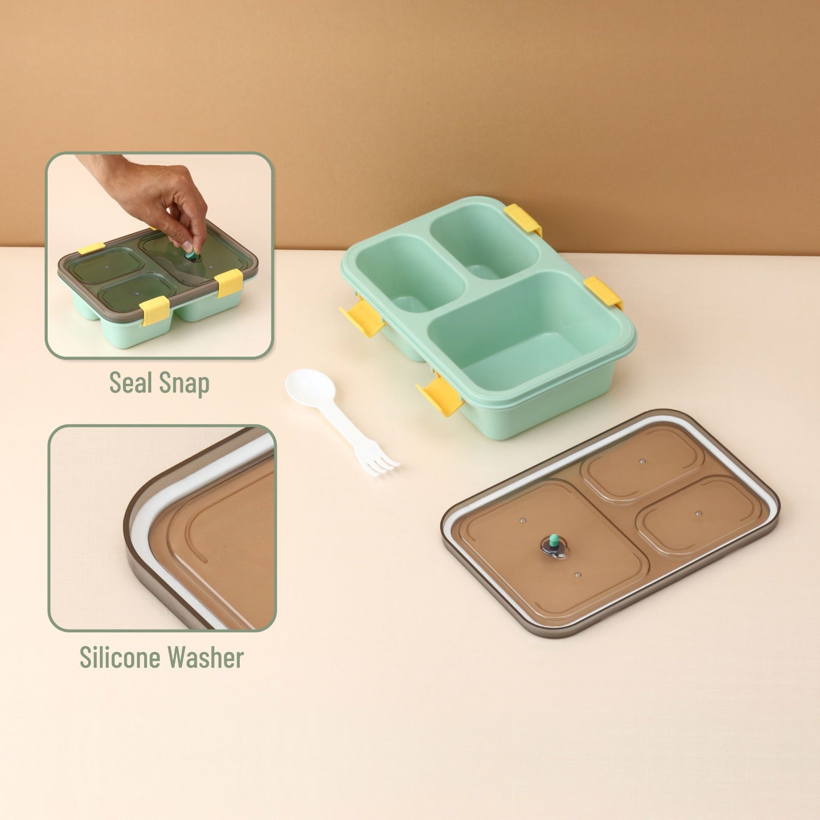 Plastic Lunch Box for Kids, Lunch Box for Kids 3 Compartment Insulated Lunch Box Tiffin Box for Boys, Girls, School & Office Men (3 Compartment Lunch Box) - Shopmania Wholesale