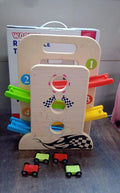 Wooden Ramp Racer Race Track Vehicle Play sets With 4 Mini Racers (with Handle) your brand