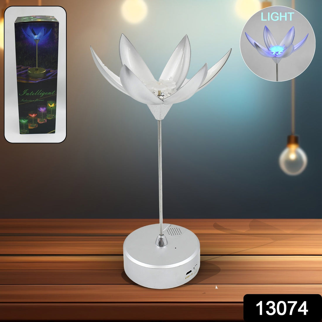 Lotus Flower Lamp with Music, Touch Open and Close, USB Rechargeable (1 Pc / Only One Color) - Shopmania Wholesale