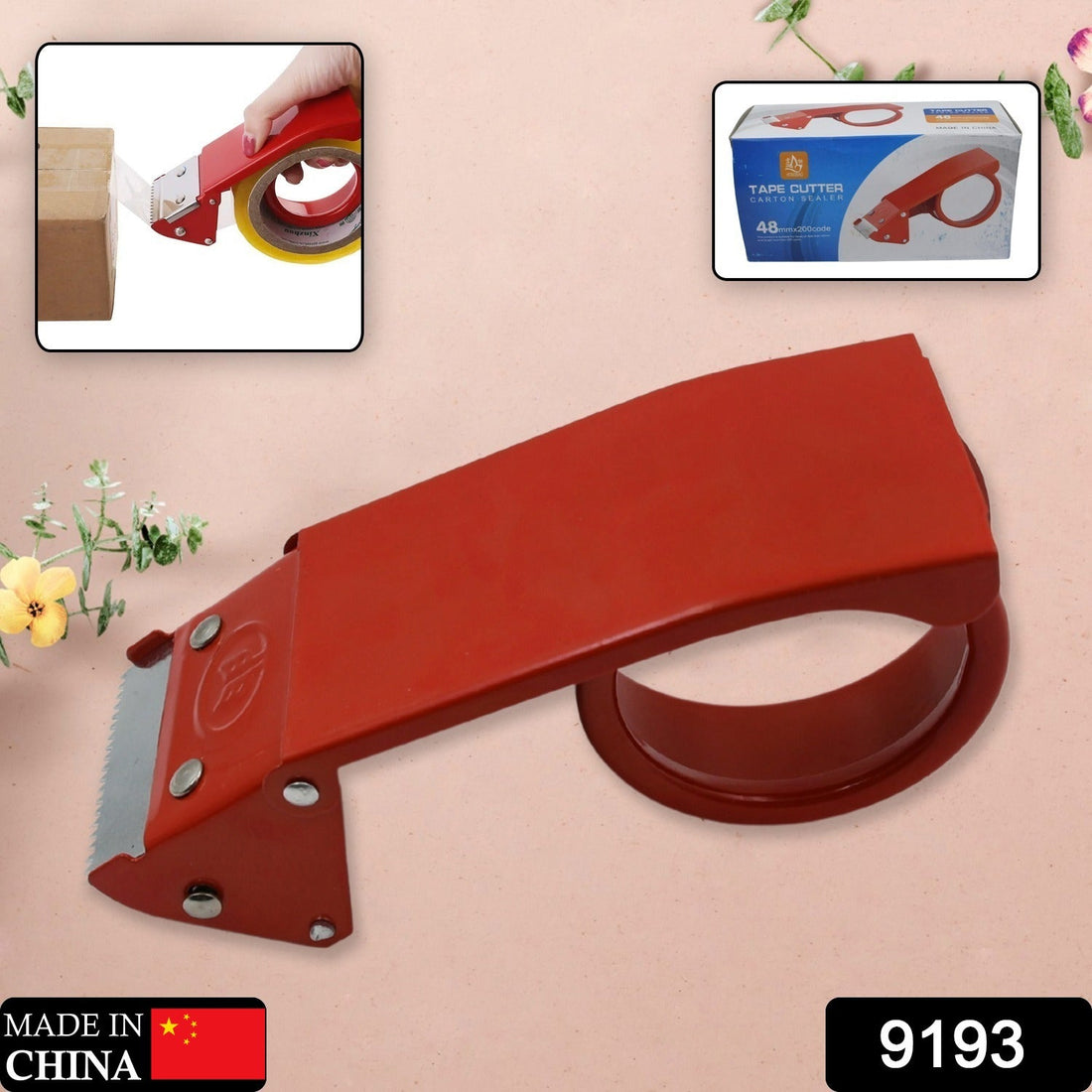 Metal tape dispenser with cutter, for home and office use.