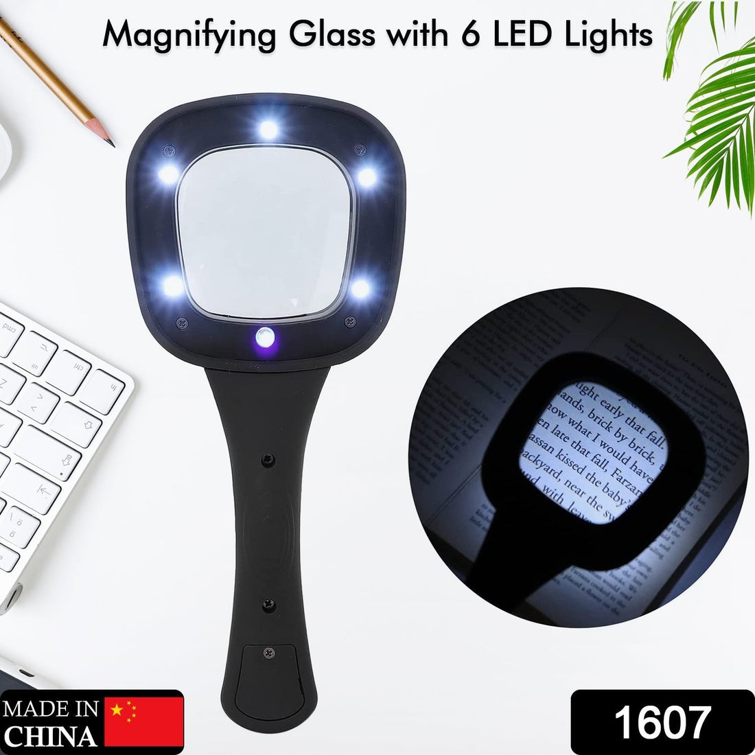 Handheld magnifying glass with LED light