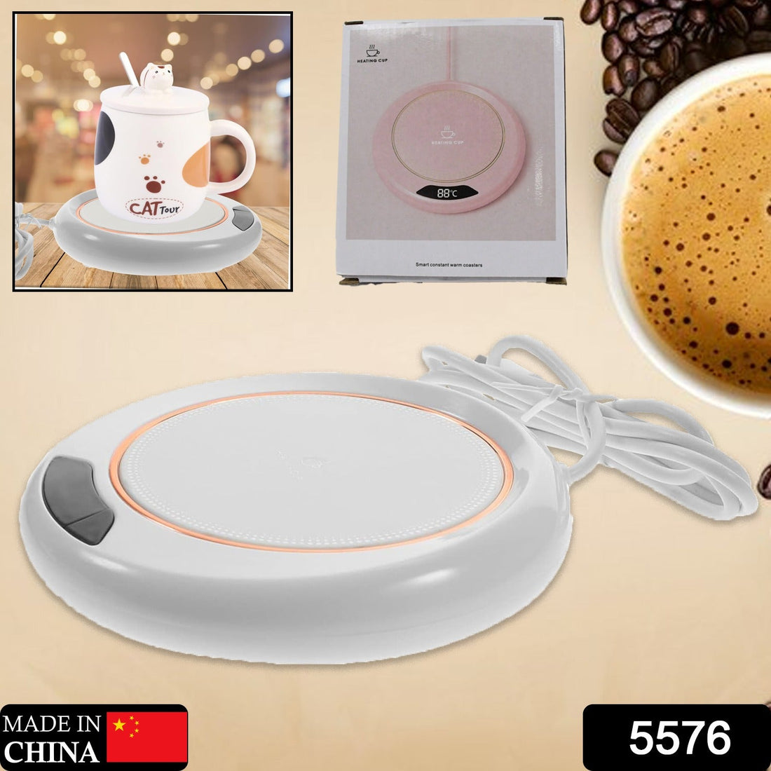 USB Warm Coaster Heated Coffee Mug Portable Office Desk Portable Cup, Heater Coffee Mug Warmer Electric Cup Warmer (1 Pc) - Shopmania Wholesale