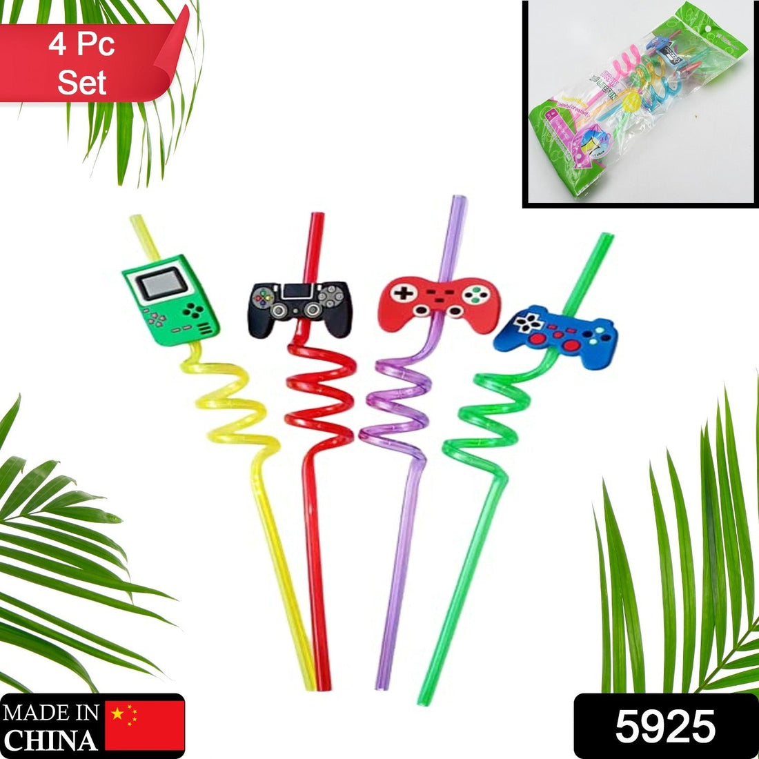 Reusable plastic straws with cartoon decorations