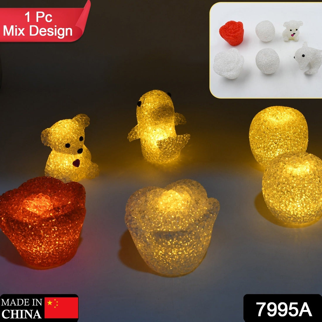 Multi-shape crystal LED night light