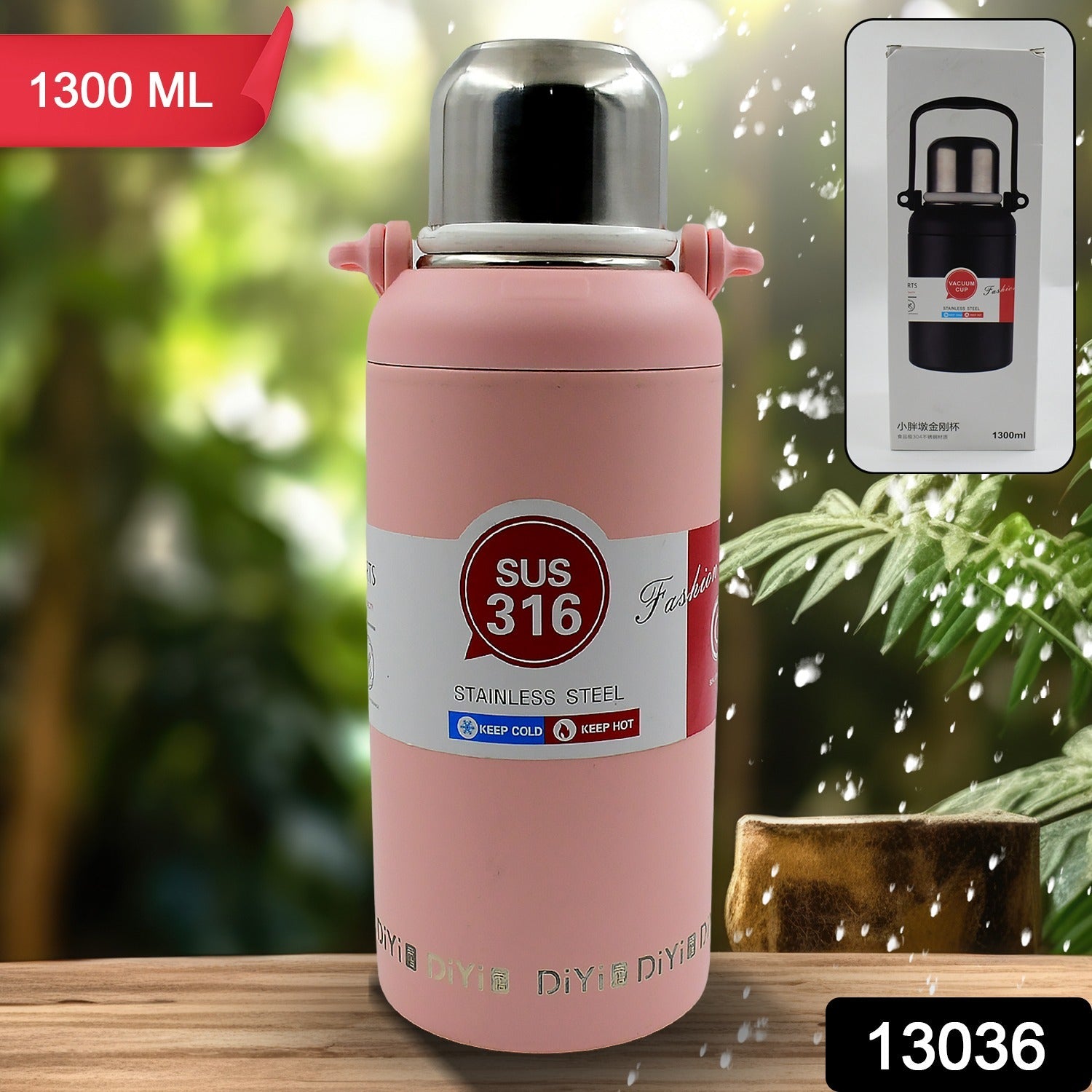 Stainless Steel tumblers 316 Stainless Steel, Vacuum Insulated Cup / Bottle, Portable Travel Kettle / Water Bottle with Handle, Outdoor Large Capacity Sports Kettle Cups / Bottle (1300 ML) - Shopmania Wholesale