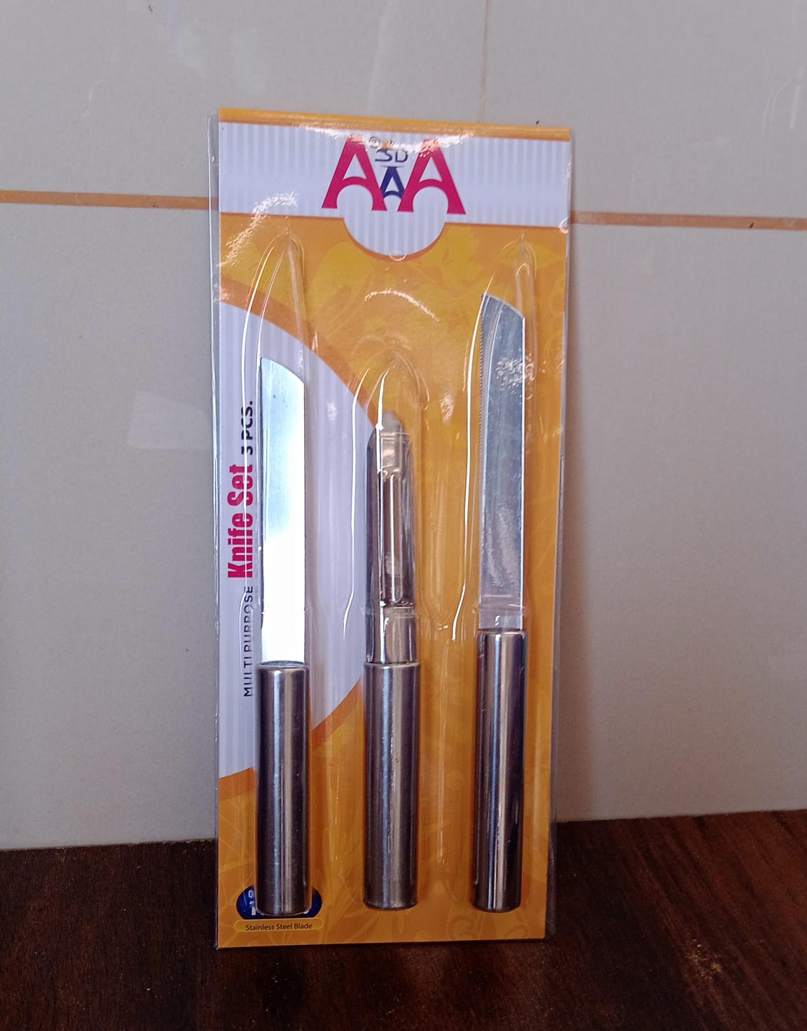 Stainless Steel Multipurpose Sharp Cutting Knife with Non-Slip Handle for Fruit, Meat and Vegetable Chopping (Pack Of 3) - Shopmania Wholesale