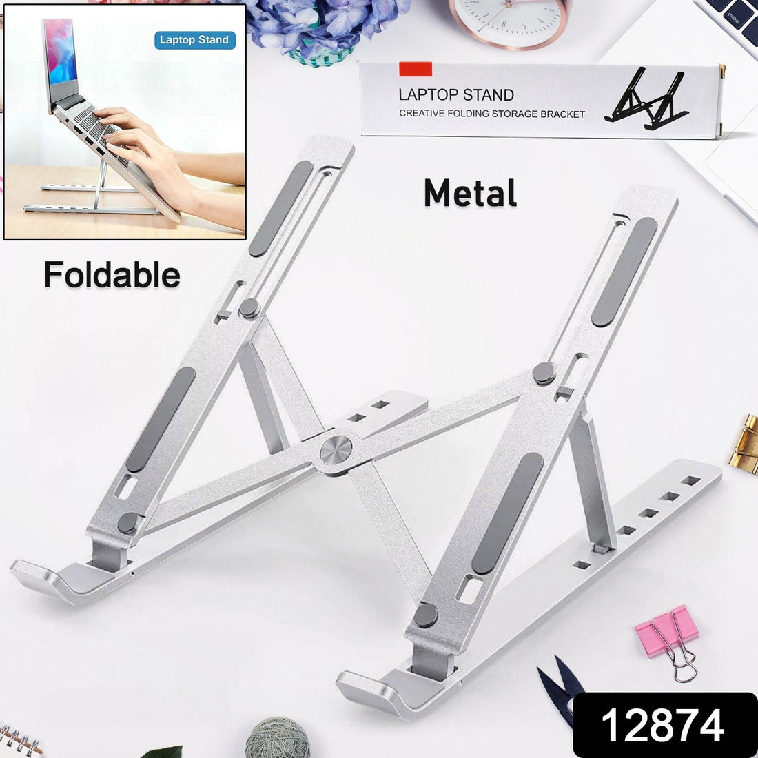 Laptop Stand for Desk | Metal Portable Laptop Stand, with 6 Adjustable Angles | Laptop Riser, Phone, and Tablet Stand | Compatible for All Laptop your brand