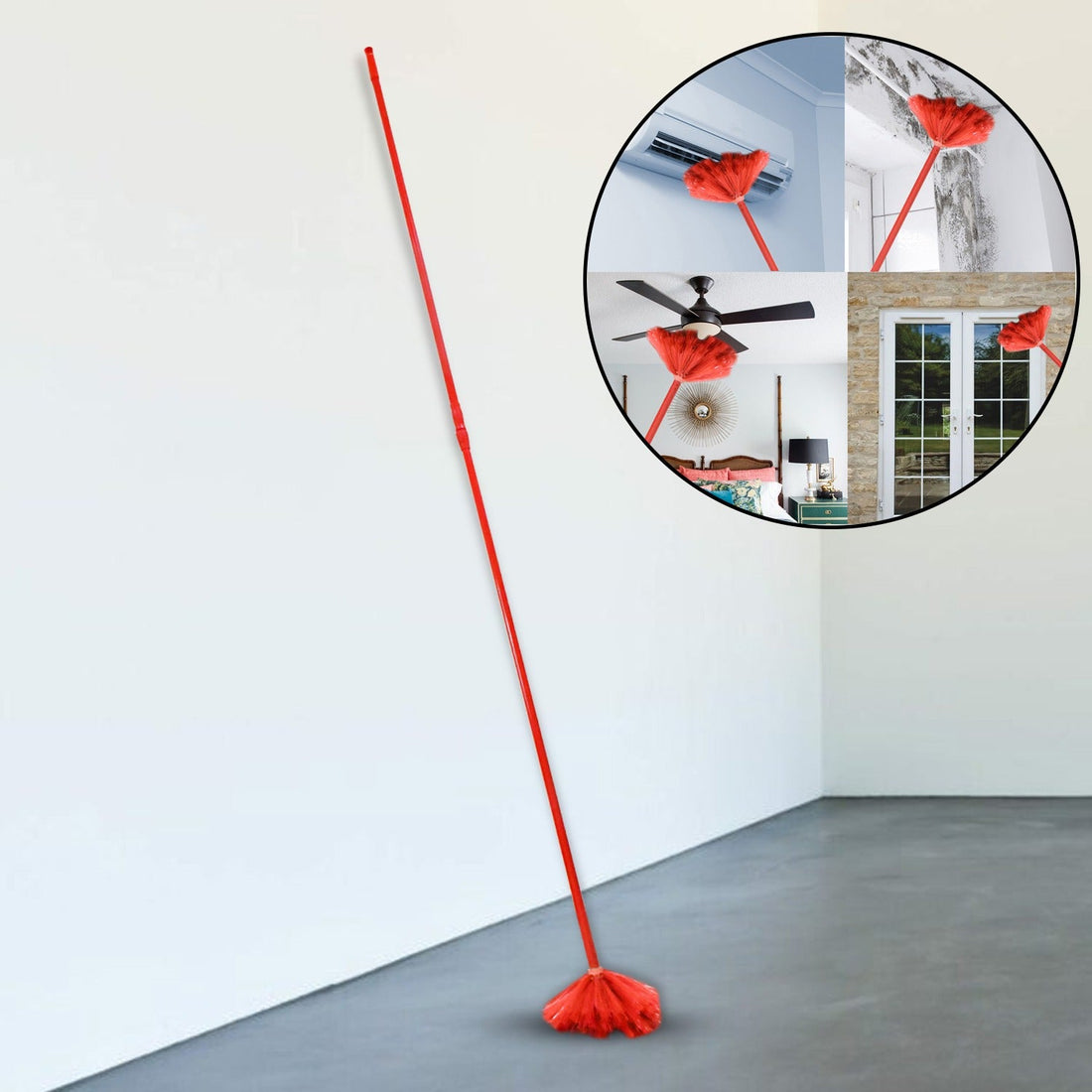 Cobweb Brush With Metal Strong Long Extendable Handle for Dusting, Ceiling Cobweb Cleaning, Brush for Lights, Fans & Webs Cleaning for Home / Kitchen (90 Inch /  MOQ :- 6 Pc) - Shopmania Wholesale