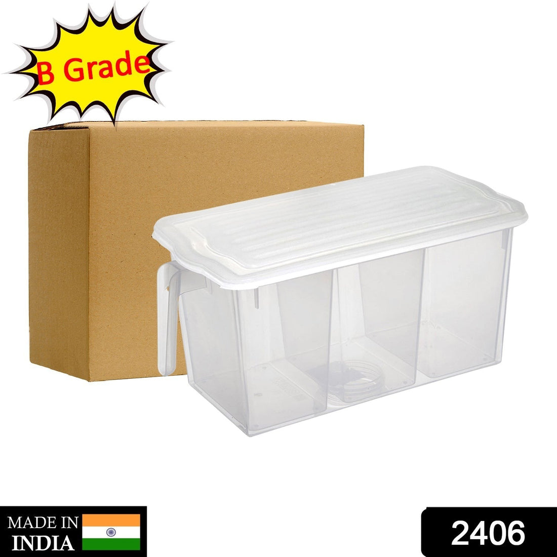 Clear refrigerator organizer box with lid