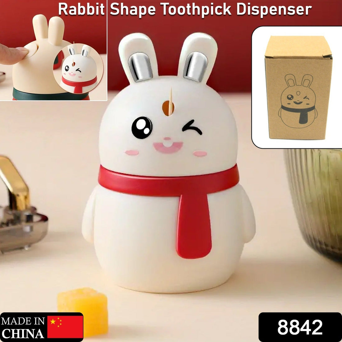 Rabbit Shape Toothpick Dispenser Pressing Small Size Accessory Durable Red | Home & Garden | Kitchen, Dining & Bar | Kitchen Storage & Organization | Racks & Holders Dining Room Table Decoration (1 Pc ) your brand