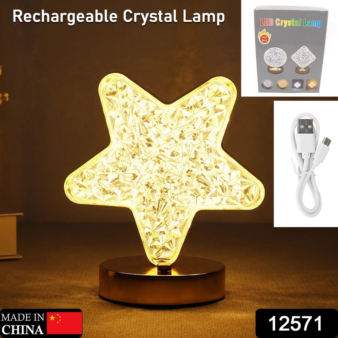 Star Shape Crystal Diamond Lamp Cordless Luxury Lamp with USB Rechargeable, 3-Way Dimmable & Touch Control Decorative Nightstand Lamp for Bedroom, Living Room, Party, Restaurant Decor (1 Pc ) - Shopmania Wholesale