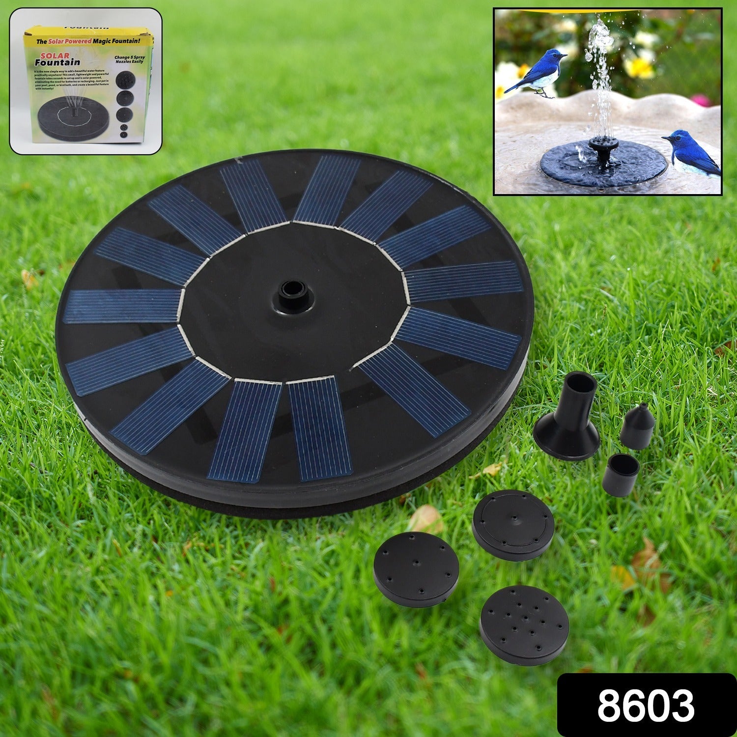 Fast Fountain by Pocket Hose - Solar-Powered - Instantly Adds a Water Feature Virtually Anywhere - 5 Spray Modes - No Installation or Batteries Required - Great for Bird Baths, Pools, Pond & More (1 Pc) - Shopmania Wholesale