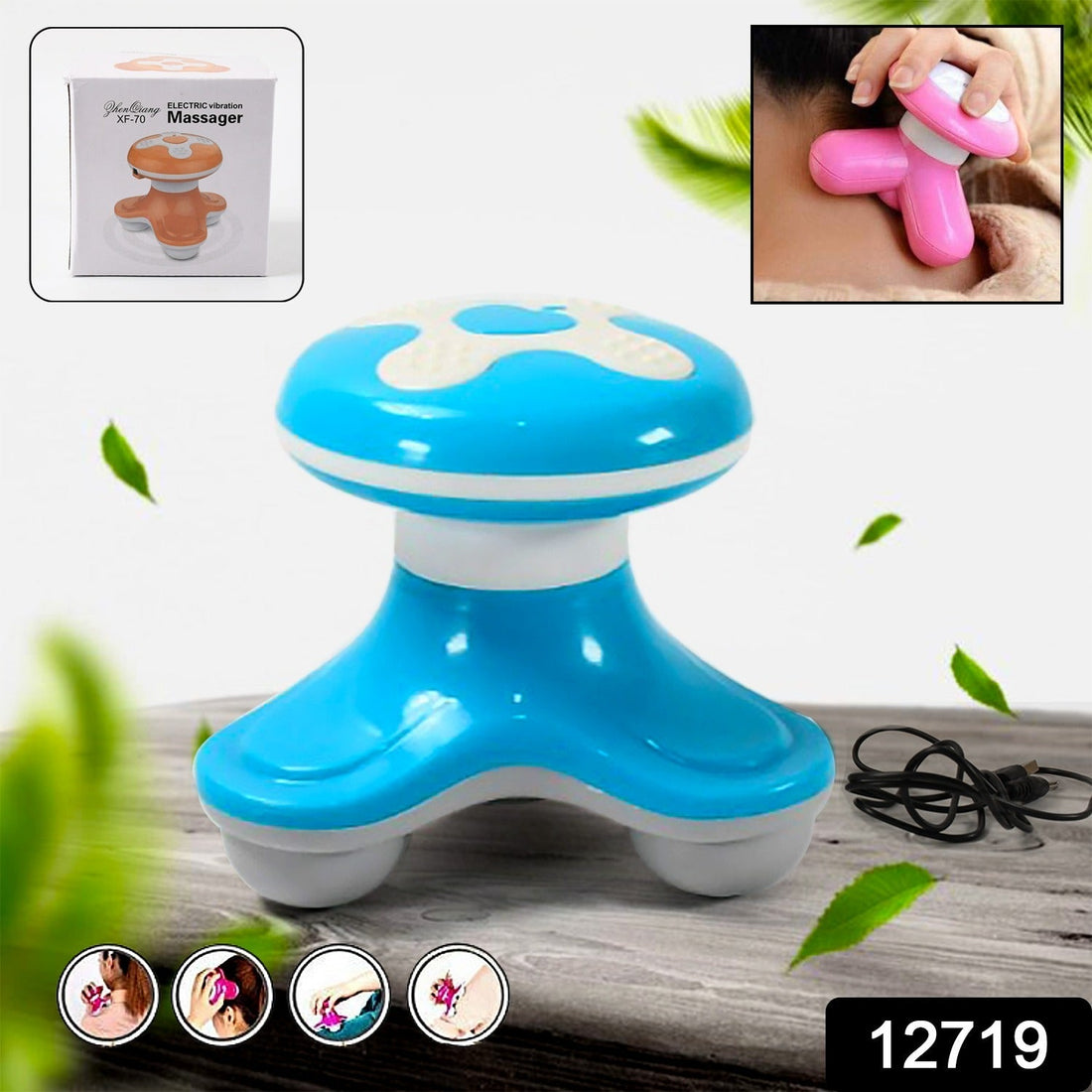 Multifunctional Mini Massager, Triangle Electric USB Massager, Automatic Switch, Relieve Fatigue, As a Gift (1 Pc / Battery Not Included) your brand