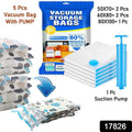 Vacuum Storage Bags with Suction Pump & Shirt clips - Vacuum Bags - Big Capacity Vacuum Seal Bags for Travel Clothes Blankets Pillows, Compression Bags | Space Saver Vacuum Storage Bags (5 Pcs Set) - Shopmania Wholesale