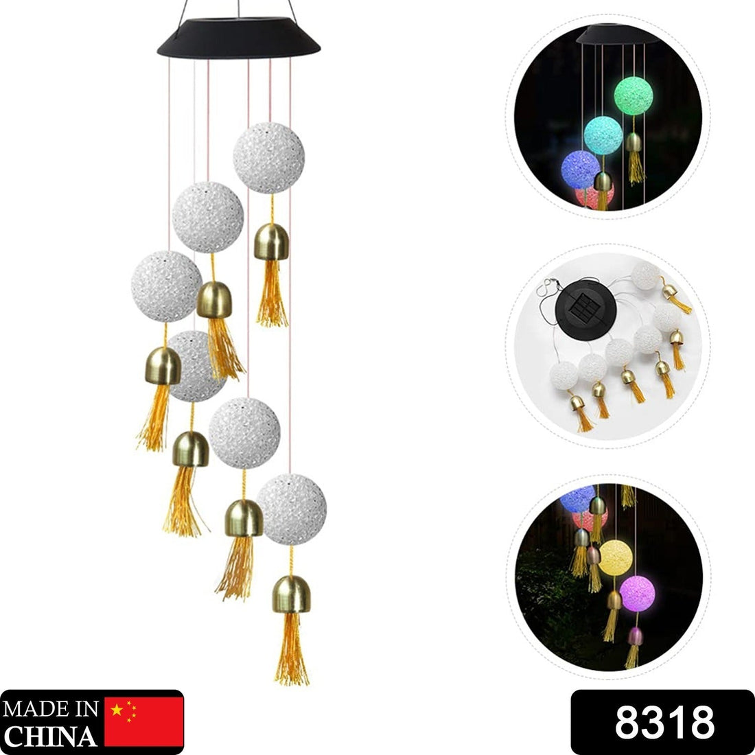 Solar crystal ball wind chime for garden decor