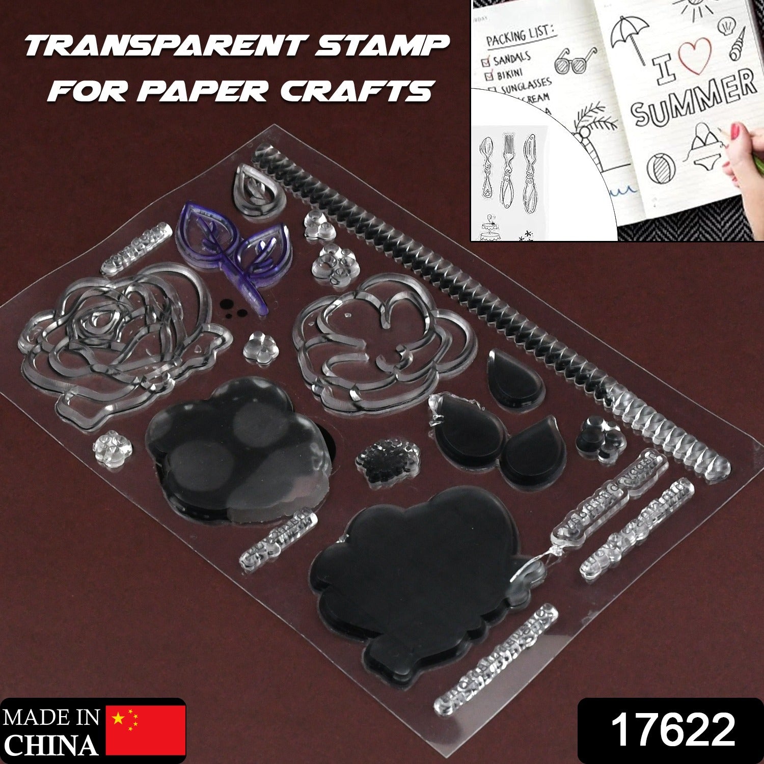 Reusable Rubber Stamp, TPR Stamp DIY Accessories Good Stamping Effect DIY Transparent Stamp Stick Repeatedly for Envelope for Diary for Invitation Letter, Photo Album Decoration for Paper Crafts (Mix Design / 1 Set) - Shopmania Wholesale