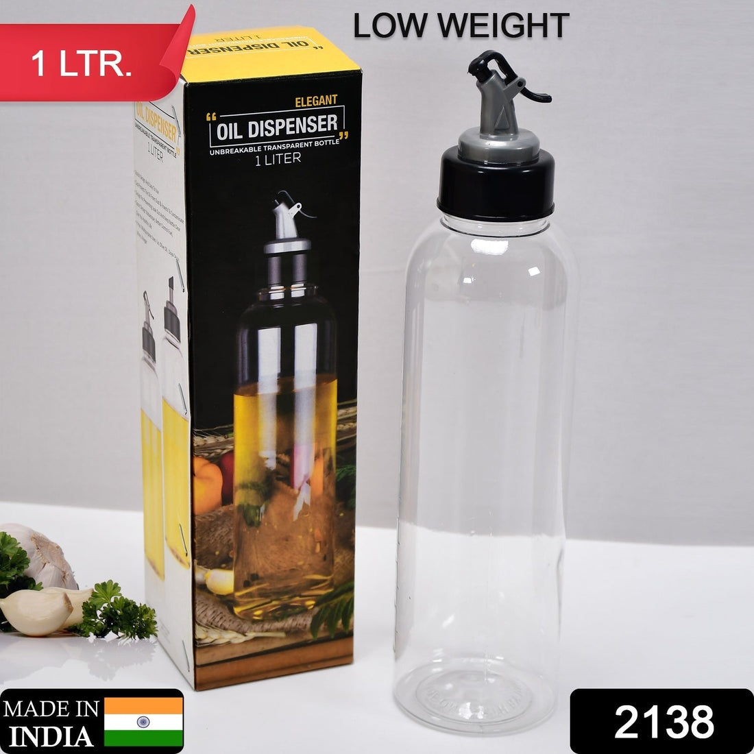 1 liter oil dispenser, clear with drip-free spout