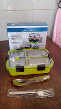 3 Compartment Transparent Stainless Steel Lunch Box for Kids, Tiffin Box, Lunch Box, Lunch Box for Kids, Insulated Lunch Box, Lunch Box for Office Women and Men, Stainless Steel Tiffin Box for Boys, Girls, School Office (Multi Color) - Shopmania Wholesale