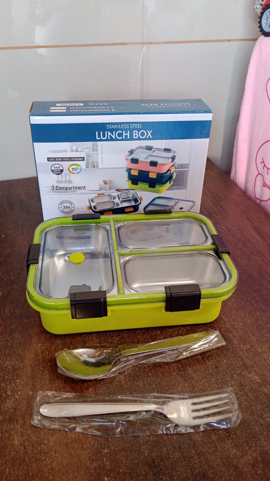 3 Compartment Transparent Stainless Steel Lunch Box for Kids, Tiffin Box, Lunch Box, Lunch Box for Kids, Insulated Lunch Box, Lunch Box for Office Women and Men, Stainless Steel Tiffin Box for Boys, Girls, School Office (Multi Color) - Shopmania Wholesale