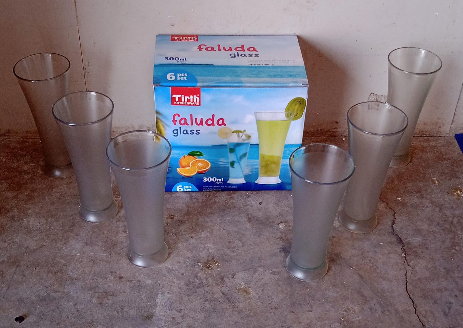 High Quality Faluda, ice cream, Juicer and Water Glasses Set of 6 Transparent, Drinking Water Glasses Stylish Glasses for Faluda, Water, Juice, Glass Set of 6 Pcs (300 ML Approx) - Shopmania Wholesale