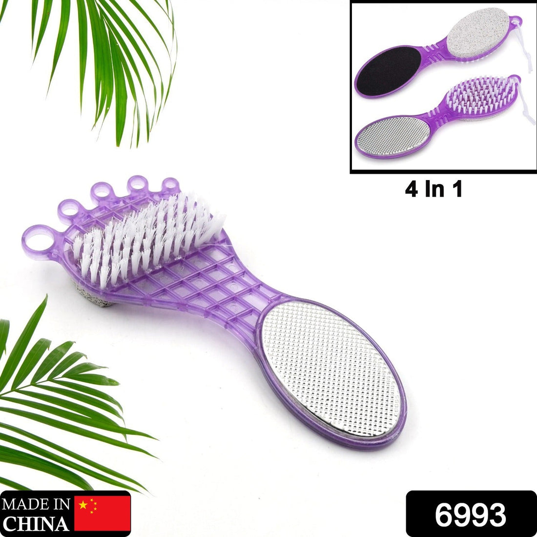 4-in-1 pedicure tool with pumice stone and scrubber