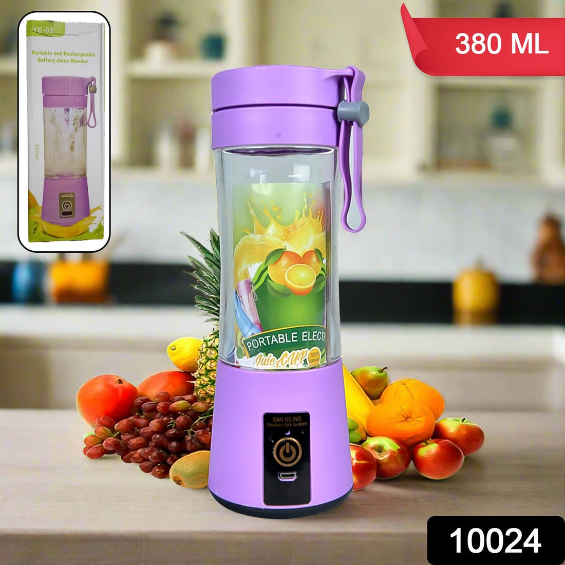 Portable Electric USB Juice Maker Juicer Bottle Blender, Grinder Mixer, 4 Blades Rechargeable Bottle (380 ML / Mix Color) - Shopmania Wholesale