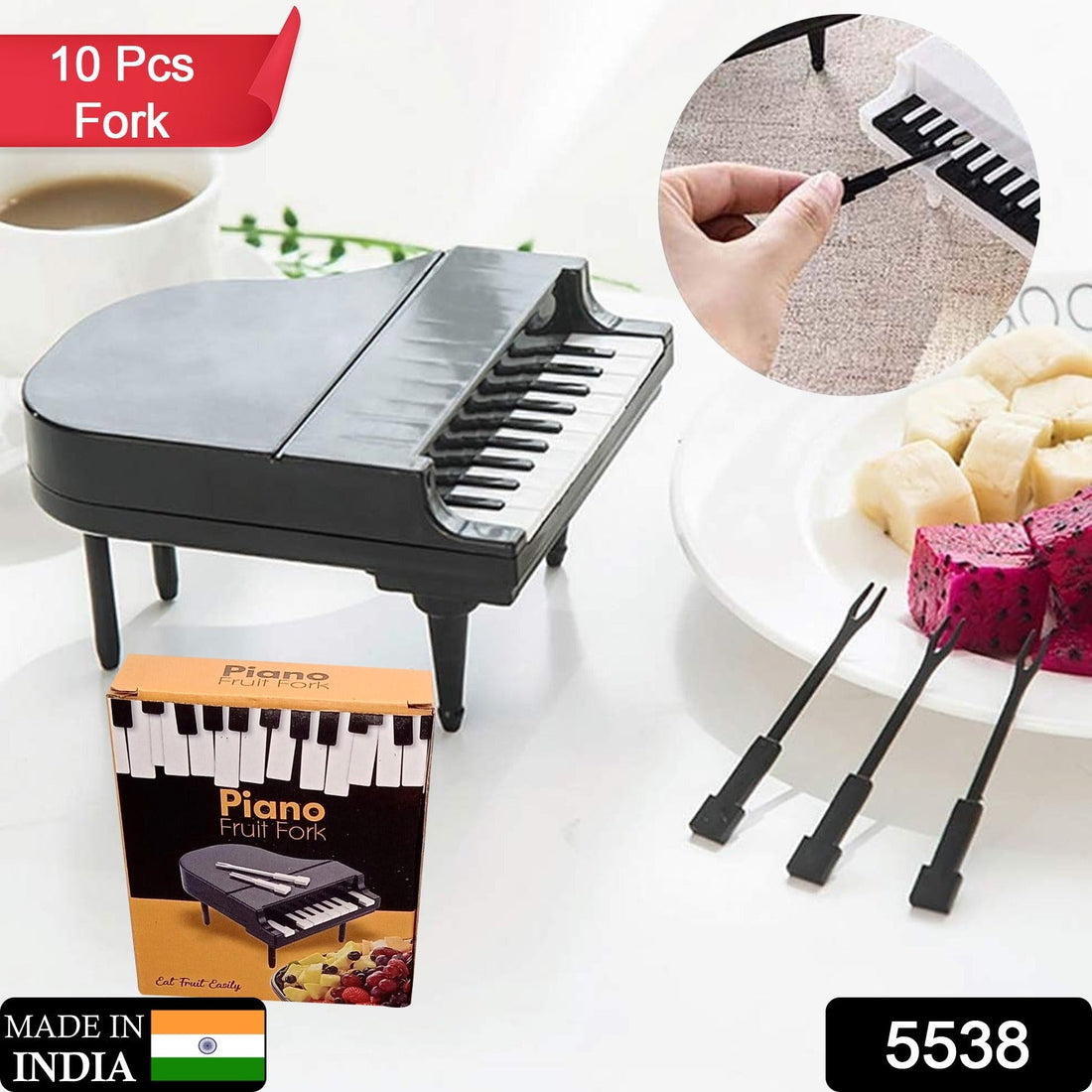 Fun piano-shaped fruit forks for snacks.